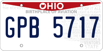 OH license plate GPB5717