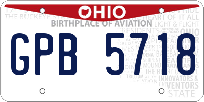 OH license plate GPB5718