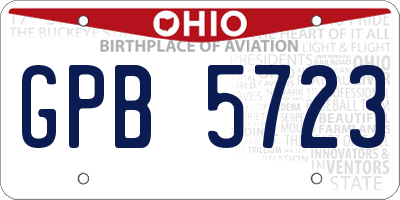 OH license plate GPB5723