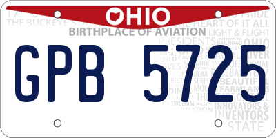 OH license plate GPB5725