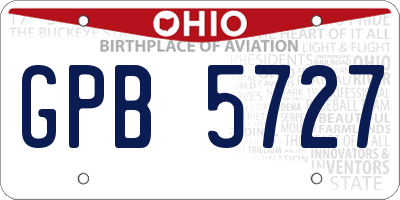 OH license plate GPB5727