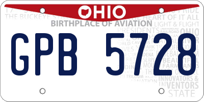 OH license plate GPB5728