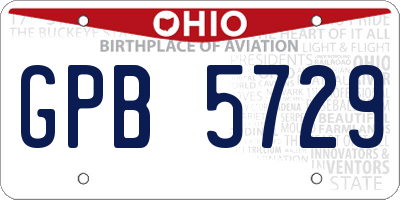 OH license plate GPB5729