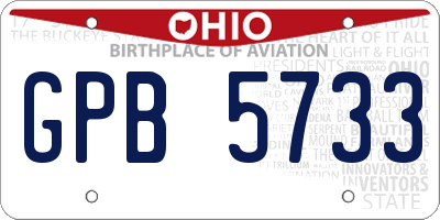 OH license plate GPB5733