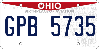 OH license plate GPB5735