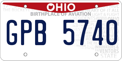 OH license plate GPB5740