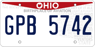 OH license plate GPB5742