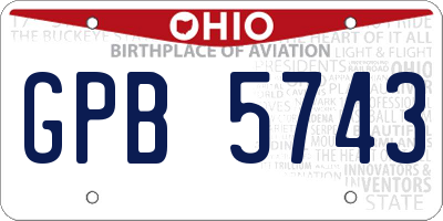 OH license plate GPB5743
