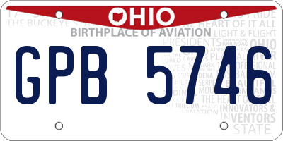 OH license plate GPB5746