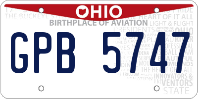 OH license plate GPB5747