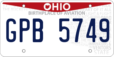 OH license plate GPB5749