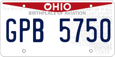 OH license plate GPB5750