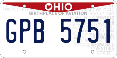 OH license plate GPB5751