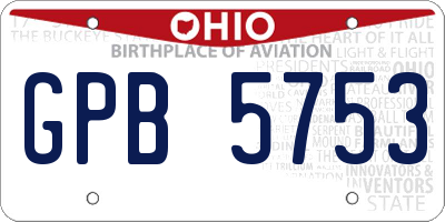 OH license plate GPB5753