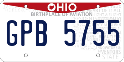 OH license plate GPB5755