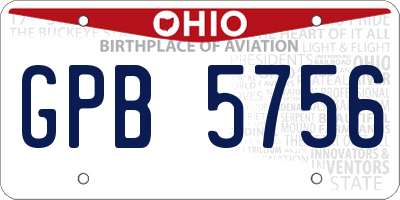 OH license plate GPB5756