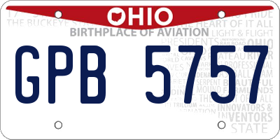 OH license plate GPB5757