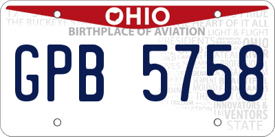 OH license plate GPB5758
