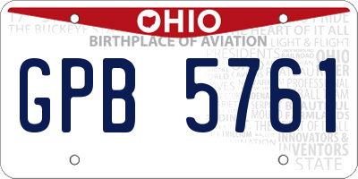 OH license plate GPB5761