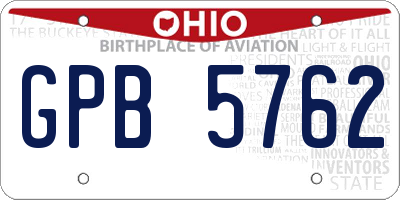 OH license plate GPB5762
