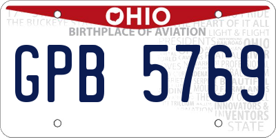 OH license plate GPB5769