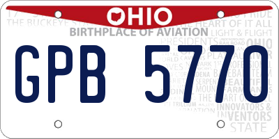 OH license plate GPB5770