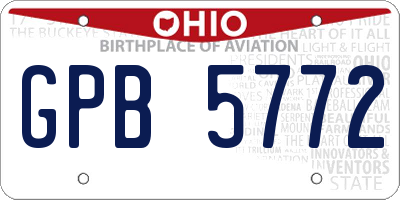 OH license plate GPB5772