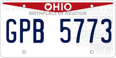 OH license plate GPB5773