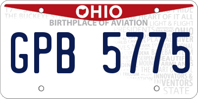 OH license plate GPB5775