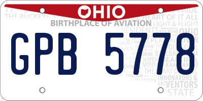 OH license plate GPB5778