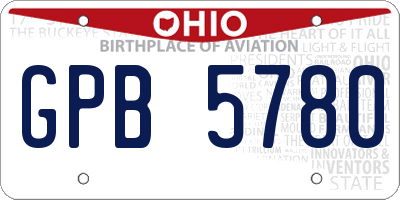 OH license plate GPB5780