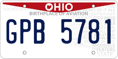OH license plate GPB5781