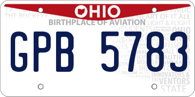 OH license plate GPB5783