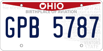 OH license plate GPB5787