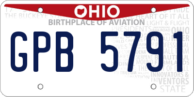 OH license plate GPB5791