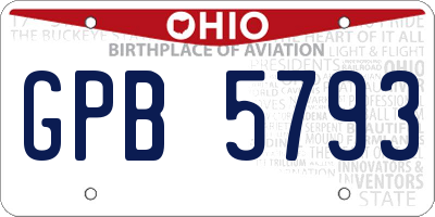 OH license plate GPB5793