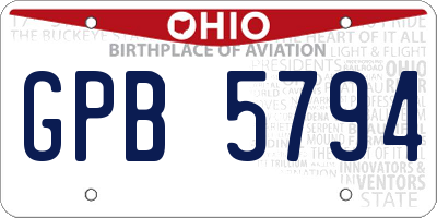 OH license plate GPB5794