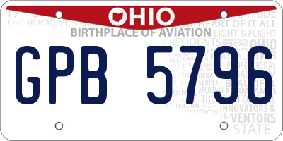 OH license plate GPB5796