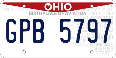 OH license plate GPB5797