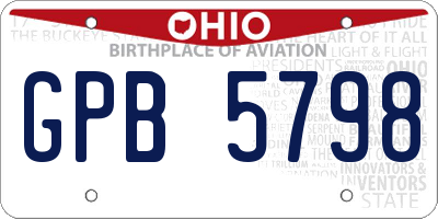 OH license plate GPB5798