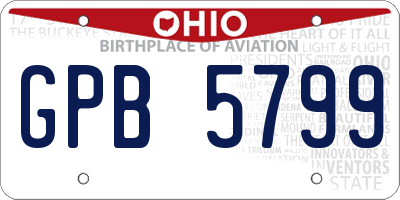 OH license plate GPB5799