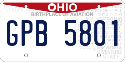 OH license plate GPB5801