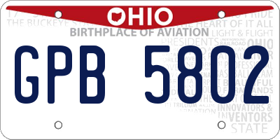 OH license plate GPB5802
