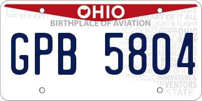 OH license plate GPB5804