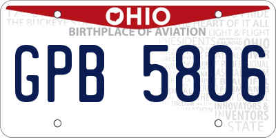 OH license plate GPB5806