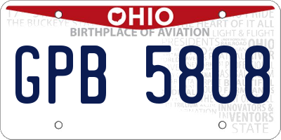 OH license plate GPB5808