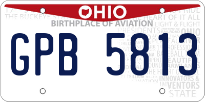 OH license plate GPB5813