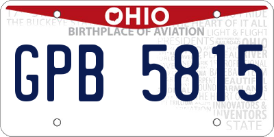OH license plate GPB5815