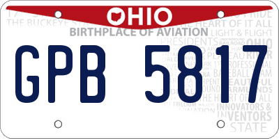 OH license plate GPB5817