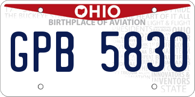 OH license plate GPB5830